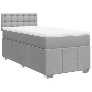 vidaXL Sommier à lattes de lit avec matelas Gris clair 100x200cm Tissu