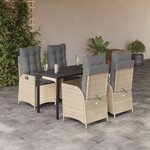vidaXL Ensemble à manger de jardin avec coussins 5Pièces Beige poly rotin