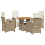 vidaXL Ensemble à manger de jardin avec coussins 5Pièces Beige poly rotin