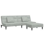 vidaXL Canapé-lit à 2 places avec repose-pied gris clair velours
