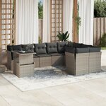 vidaXL Salon de jardin avec coussins 10 Pièces gris clair résine tressée