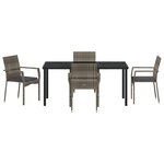 vidaXL Ensemble de 5 pièces de salle à manger de jardin avec coussins en gris poly rattan