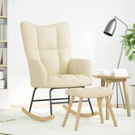 vidaXL Chaise à bascule avec repose-pied Crème Tissu