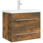 vidaXL Meuble lavabo avec bassin intégré Chêne fumé Bois d'ingénierie