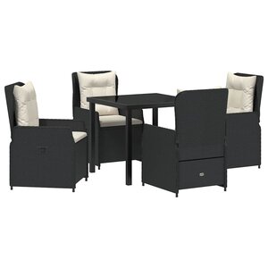 vidaXL Ensemble de salle à manger pour jardin 5 Pièces Noir polyrotin
