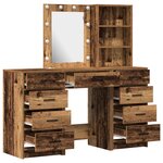 vidaXL Ensemble de Table de Maquillage 3 Pièces avec LED en Finition Bois Ancien