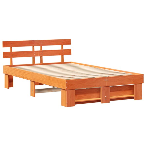 vidaXL Cadre de lit Marron cire 140 x 190 cm Bois massif en pin