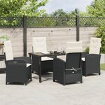 vidaXL Ensemble de dining de jardin 5 pièces avec coussins Rattan poly noir