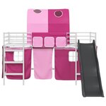vidaXL Lit mezzanine pour enfants Blanc et rose 99 5 x 200 cm Métал