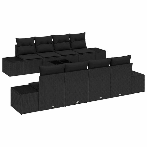 vidaXL Ensemble de canapé de jardin avec coussin 7 Pièces Noir polyrotin