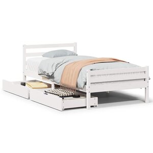 vidaXL Cadre de lit sans matelas blanc 100x200 cm bois de pin massif