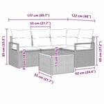 vidaXL Ensemble de canapé de jardin avec coussin 5 Pièces Gris Poly rotin