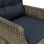 vidaXL Chaise inclinable de jardin avec coussins Résine tressée Marron