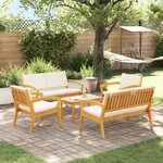 vidaXL Ensemble Bistro 5 pièces avec coussins - Bois d'acacia massif