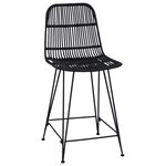 vidaXL Tabouret de bar 2 Pièces Noir 44 x 54 x 96 cm Rattan et Acier