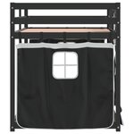 vidaXL Lit superposé avec rideaux blanc/noir 90x200 cm bois pin massif