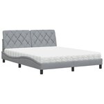 vidaXL Lit avec matelas gris clair 160x200 cm tissu