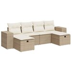 vidaXL Salon de jardin avec coussins 6 Pièces beige résine tressée