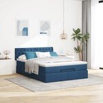 vidaXL Lit ottoman avec matelas bleu 140x190 cm tissu