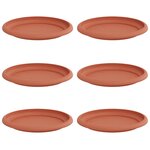 vidaXL Plateau à fleurs rond 6 Pièces Rouge brique Ø 17 5 x 2 cm