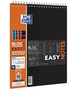 Bloc Spirale 'Easynotes' A4+ Connecté Scribzee 160 p Seyes Coloris aléatoire OXFORD