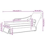 vidaXL Fauteuil long avec traversin et accoudoir droit rouge bordeaux