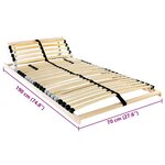 vidaXL Lit à lattes Marron 70 x 190 cm Bois de hêtre massif