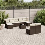 vidaXL Salon de jardin 10 Pièces avec coussins marron résine tressée