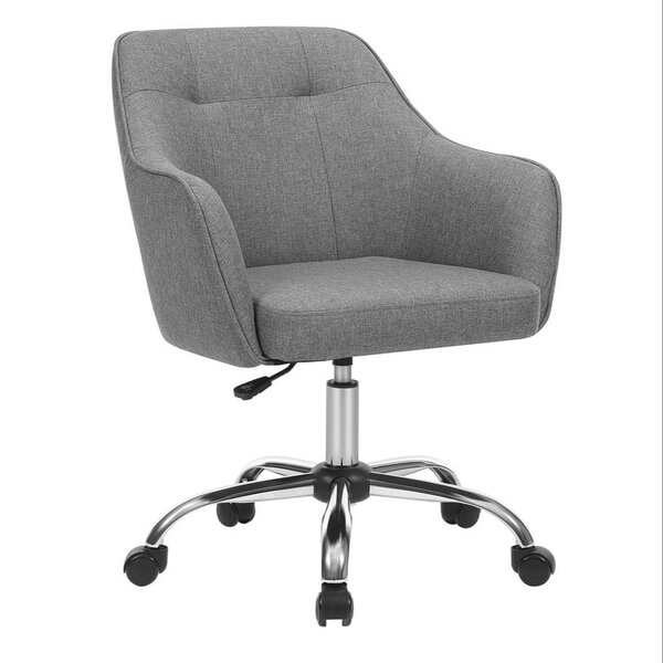 Fauteuil de bureau chaise pivotante confortable siège ergonomique réglable en hauteur charge 120 kg cadre enacier tissu imitation lin pour bureau gris 12_0005879