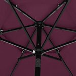 vidaXL Parasol de jardin à 3 niveaux mât en aluminium rouge bordeaux
