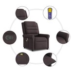 vidaXL Fauteuil de massage inclinable Marron foncé Tissu