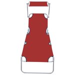 vidaXL Chaise longue pliable avec auvent Rouge Aluminium