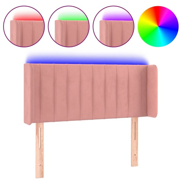 vidaXL Tête de lit à LED Rose 83x16x78/88 cm Velours