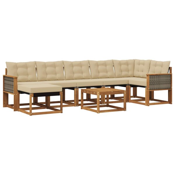 vidaXL Ensemble de canapés d'extérieur 8 pc Naturel et Beige