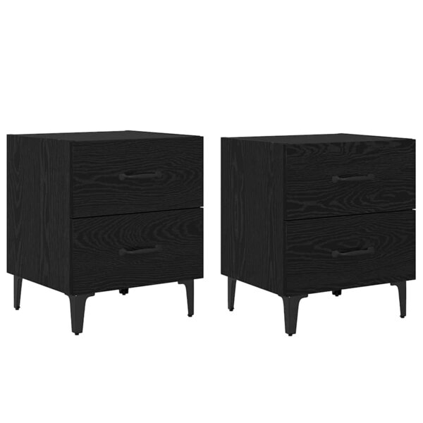 vidaXL Armoire de lit avec tiroir 2 Pièces Chêne noir 40 x 35 x 47.5 cm