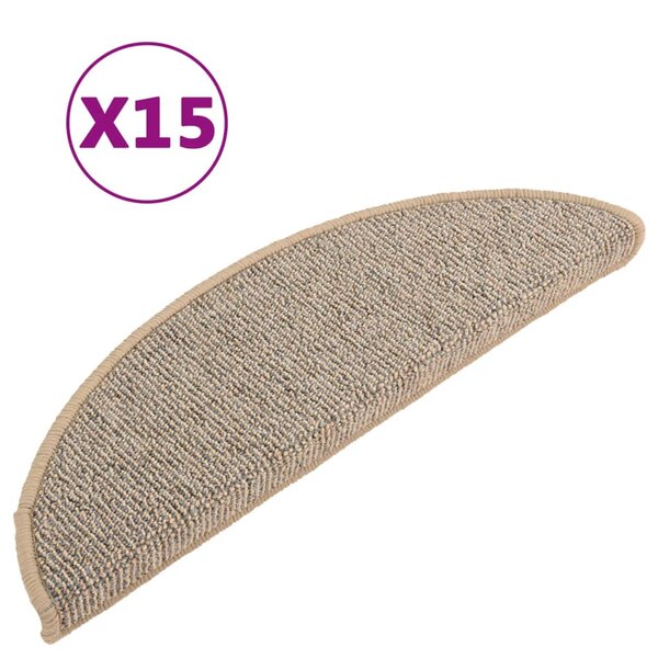 vidaXL Tapis de marches d'escalier 15 Pièces Marron 56x17x3 cm