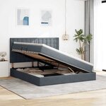 vidaXL Lit de rangement LED avec matelas Gris foncé 180 x 200 cm