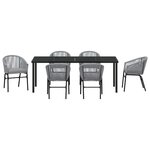 vidaXL Ensemble de salle à manger pour jardin 7 Pièces Gris Poly rotin