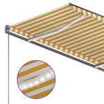 vidaXL Auvent automatique capteur de vent et LED 300x250cm Jaune/blanc