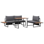 Ensemble de salle à manger de jardin de 3 pièces avec coussins anthracite