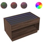 vidaXL Table basse avec LED infini chêne marron 90x50x50 cm