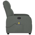 vidaXL Fauteuil inclinable de massage en tissu gris foncé
