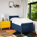 vidaXL Sommier à lattes de lit avec matelas Bleu 90x200 cm Tissu