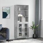 vidaXL Buffet haut Gris béton 69 5x34x180 cm Bois d'ingénierie