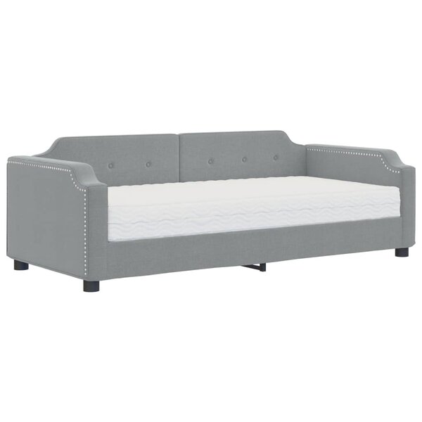 vidaXL Lit de jour avec matelas gris clair 90x190 cm tissu