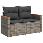 vidaXL Ensemble de canapé de jardin avec coussin 9 Pièces Gris Poly rotin