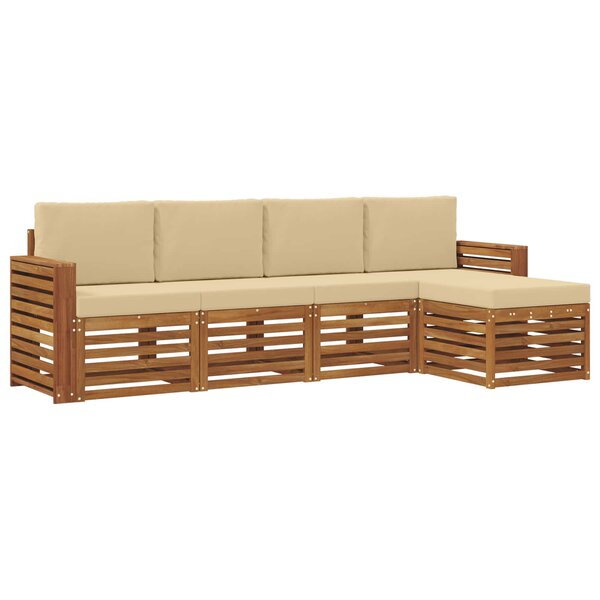 vidaXL Ensemble de canapés d'extérieur 5 pc Naturel et Beige