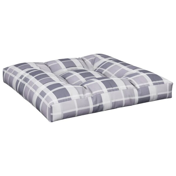 vidaXL Coussin de palette motif à carreaux gris 80x80x12 cm tissu