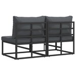 vidaXL Mobilier de jardin avec coussin 2 Pièces Noir Aluminium