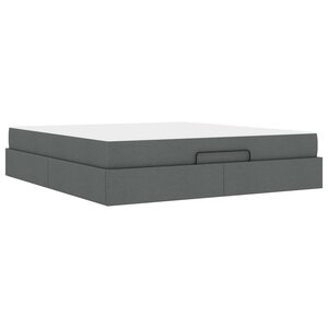 vidaXL Cadre de lit avec matelas avec matelas 2 Pièces Gris Foncé tissu